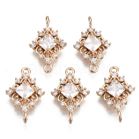 Brass Micro Pave Cubic Zirconia Links Connectors KK-R111-014-B01-1