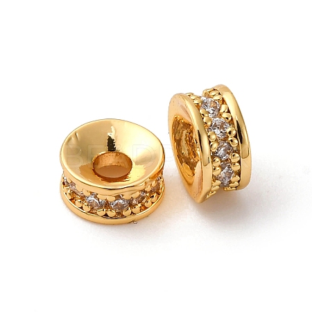 Brass Micro Pave Cubic Zirconia Beads KK-F898-09G-1