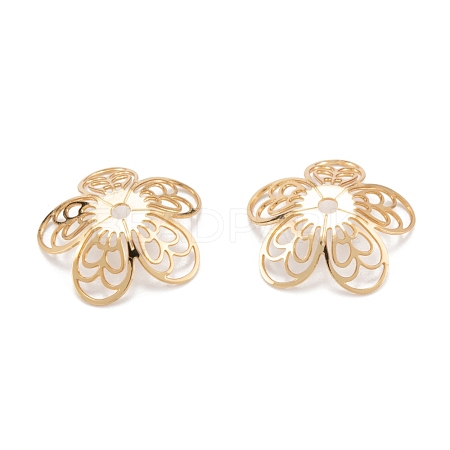 Brass 5-Petal Bead Caps KK-K251-08G-1