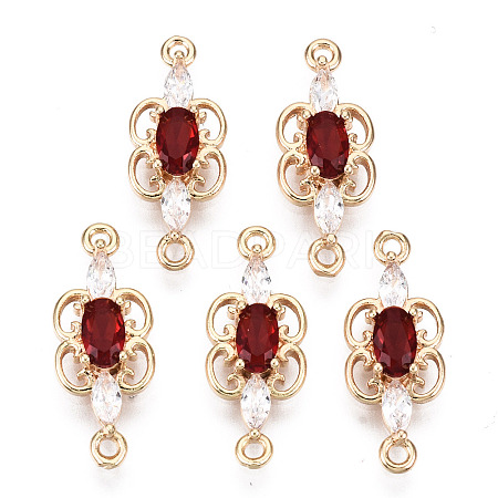 Brass Micro Pave Cubic Zirconia Links Connectors X-KK-R111-008-A02-1