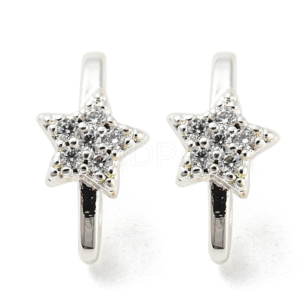 Rack Plating Brass Micro Pave Clear Cubic Zirconia Connector Charms KK-F864-04S-1