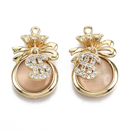 Brass Micro Cubic Zirconia Pendants KK-N231-145-NF-1
