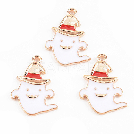 Light Gold Tone Alloy Enamel Pendants ENAM-T018-06-1