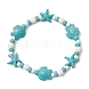 Starfish & Turtle Synthetic Turquoise Beads Stretch Bracelets for Women BJEW-JB11921-01-2