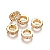 Brass Cubic Zirconia Rondelle European Beads KK-E772-02F-G-2