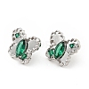 Green Cubic Zirconia Butterfly Stud Earrings EJEW-G297-35B-P-1