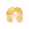 Brass Tropical Leaf Wrap Open Cuff Ring for Women RJEW-A015-08G-2
