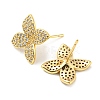 Flower Rack Plating Brass Micro Pave Cubic Zirconia Stud Earrings for Women EJEW-F326-13G-2