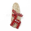 Christmas Deer Glitter Gretel Fabric with PU leather Snap Hair Clips PHAR-G006-03P-2