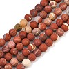 Frosted Natural Red Jasper Beads Strands G-C270-M01-6mm-2