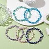 Mixed Gemstones Handmade Evil Eye Lampwork Beaded Stretch Bracelets BJEW-JB10208-2