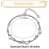 Rhodium Plated 925 Sterling Silver Satellite Chain Multi-strand Bracelets with Star Beaded JB708A-2