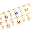 Brass Glass Butterfly Charm Link Chains CHC-T018-12A-G-1