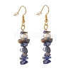 Natural Sodalite Chip Beaded Dangle Earrings EJEW-JE04788-13-1