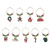 Christmas Theme Alloy Enamel Wine Glass Charms AJEW-JO00178-1