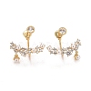 Clear Cubic Zirconia Branch Front Back Stud Earrings with Acrylic Pearl EJEW-C022-20G-1