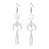 Rough Natural Quartz Crystal Dangle Earrings EJEW-JE05877-01-1