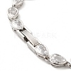 Clear Cubic Zirconia Teardrop Link Chain Bracelet BJEW-E073-03P-3
