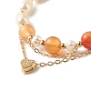 Natural Carnelian Beads Multi-strand Bracelets X1-BJEW-TA00005-4