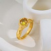 304 Stainless Steel Pave Single Cubic Zirconia Finger Rings WG7F081-01-1