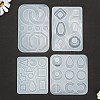 4Pcs Geometry/Teardrop/Letter Pendant & Links Silicone Molds DIY-LS0003-21-3