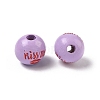 Valentine's Day Spray Painted & Printed Wood European Beads WOOD-L023-03D-2
