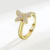 Adjustable Brass Pave Cubic Zirconia Enamel Rotating Finger Rings for Women FS-WGAC909-02-1