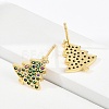 Christmas Rack Plating Brass Cubic Zirconia Stud Earrings EJEW-K245-55D-G-1