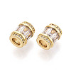 Brass Micro Pave Cubic Zirconia Beads X-KK-P237-02G-2