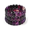 Dyed & Heated Natural Agate Oval Beaded Stretch Bracelet G-E010-01-25-1