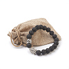 Natural Lava Rock Beads Stretch Bracelets BJEW-JB03849-01-3