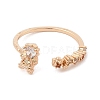 Brass Micro Pave Colourful Cubic Zirconia Open Cuff Rings for Women RJEW-Z073-01G-02-2