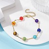 Natural & Synthetic Mixed Gemstone Round Beaded Link Chain Bracelet BJEW-JB09971-2
