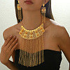 Luxurious Iron Middle Eastern Style Flower Tassels Earrings & Necklaces Sets for Women IU6817-4