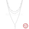 925 Sterling Silver 3 Layer Necklaces NJEW-L116-06P-1