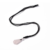 Natural Rose Quartz Hexagon Pendant Necklace with Nylon Cord NJEW-G094-A02-5