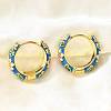 Flower Brass Enamel Hoop Earrings EJEW-R018-06G-2