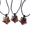 Adjustable Natural Tiger Eye Star Pendant Necklace NJEW-B086-03K-1