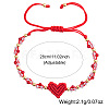Valentine's Day Round Brass & Glass Beads Braided Bead Bracelets XT1729-2-5