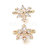 Brass Micro Pave Clear Cubic Zirconia 2-Loop Flower Spacer Bars KK-C258-08LG-1
