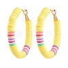 Basketball Wives Style Brass Heishi Beaded Hoop Earrings EJEW-JE04083-02-1
