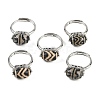 Oval Dyed & Heated Tibetan Style dZi  Natural Agate Adjustable Rings RJEW-C087-04P-02-1