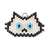 Handmade Glass Seed Beaded Cat Head Shape Pendants PALLOY-MZ00933-05-1