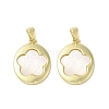 Brass Pave Shell Pendants KK-I708-05A-G-1