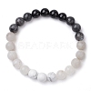 Natural Howlite & Black Onyx & Agate & Larvikite & Quartz Crystal Beaded Stretch Bracelets for Women BJEW-TA00554-2