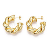 Brass Twist Round Stud Earrings EJEW-P214-14G-2