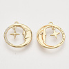 Brass Micro Pave Clear Cubic Zirconia Pendants KK-T054-18G-NF-2