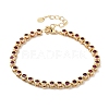 Rack Plating Brass Pave Cubic Zirconia Flat Round Link Bracelets for Women BJEW-R317-05G-1