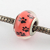 Large Hole Dog Paw Prints Pattern Resin European Beads OPDL-Q129-227A-2