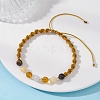 Natural Tiger Eye & White Moonstone & Yellow Jade & Synthetic Citrine  Round Beads Braided Bead Bracelets for Women BJEW-JB12917-04-2